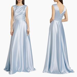 NWT Amsale Draped Boatneck Satin Gown Size US10 $895